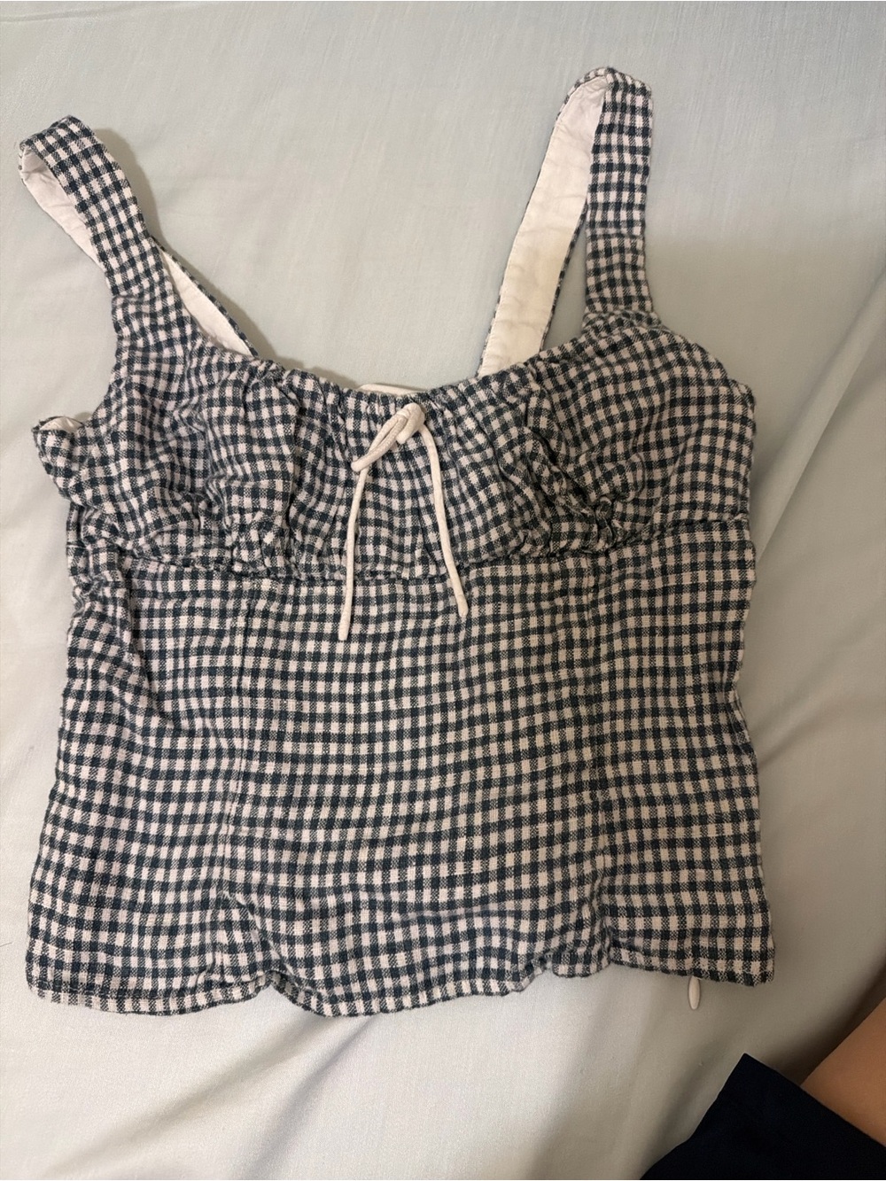 Reformation Black & White Gingham Bustier Camisole